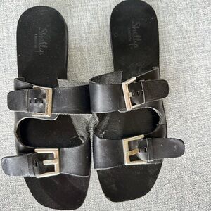 Black leather sandals, Shelly London sandals, Leather sandals